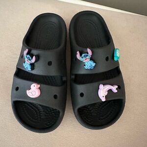 CROCS Kids Black Sandals with Fun Charms